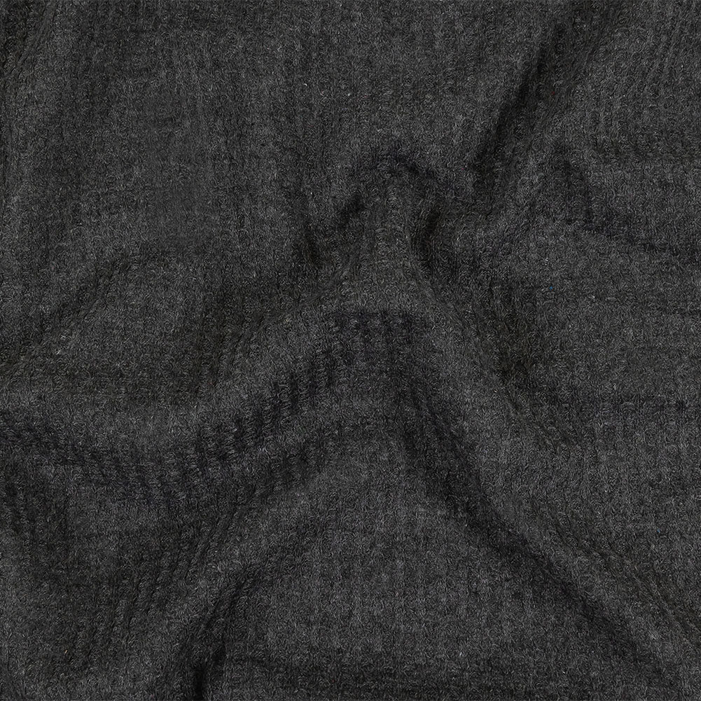 Charcoal Heathered Polyester Waffle Sweater Knit Charcoal Heathered Polyester Waffle Sweater Knit
