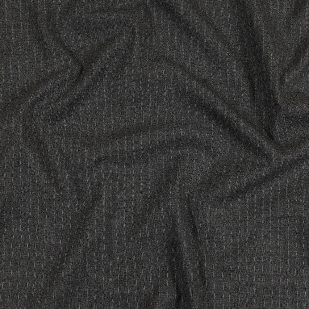 Gray and Beige Pinstriped Cotton and Polyester Suiting Gray and Beige Pinstriped Cotton and Polyester Suiting