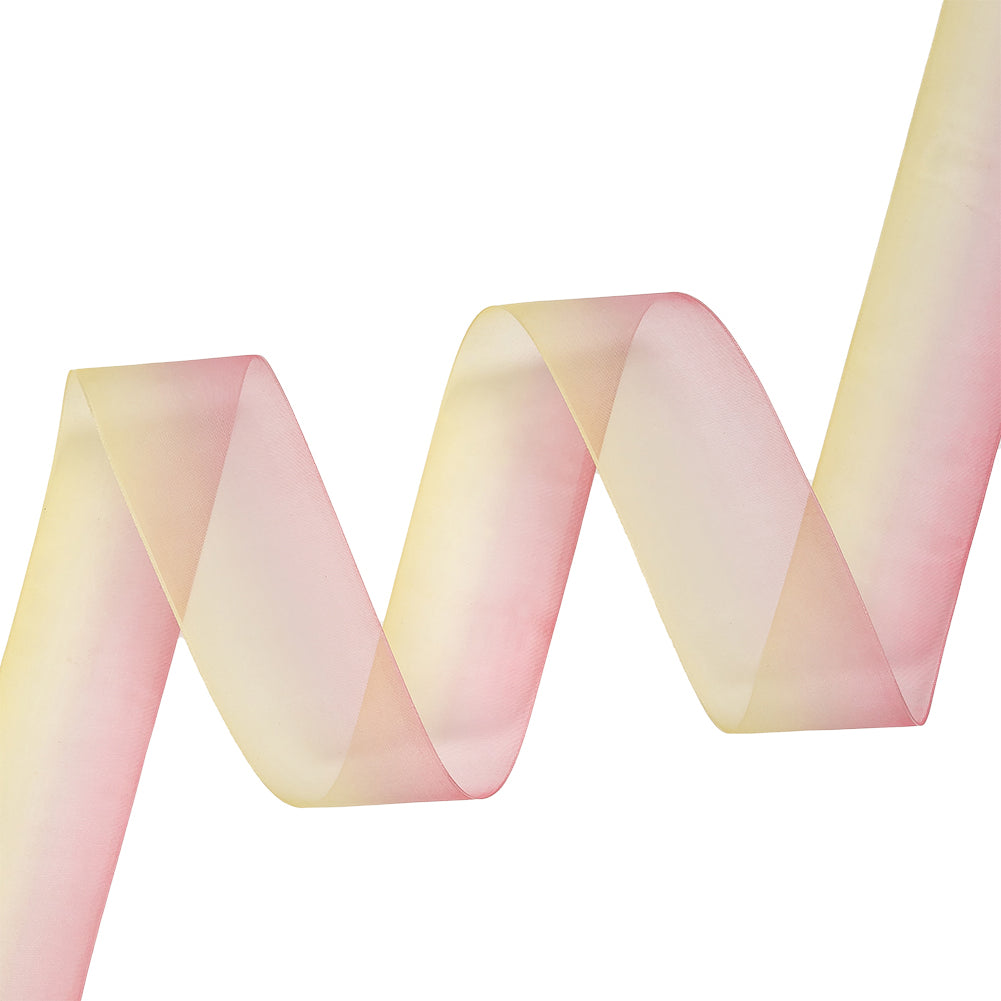 Sheer Yellow and Hot Pink Ombre Ribbon - 1.5" Sheer Yellow and Hot Pink Ombre Ribbon - 1.5"