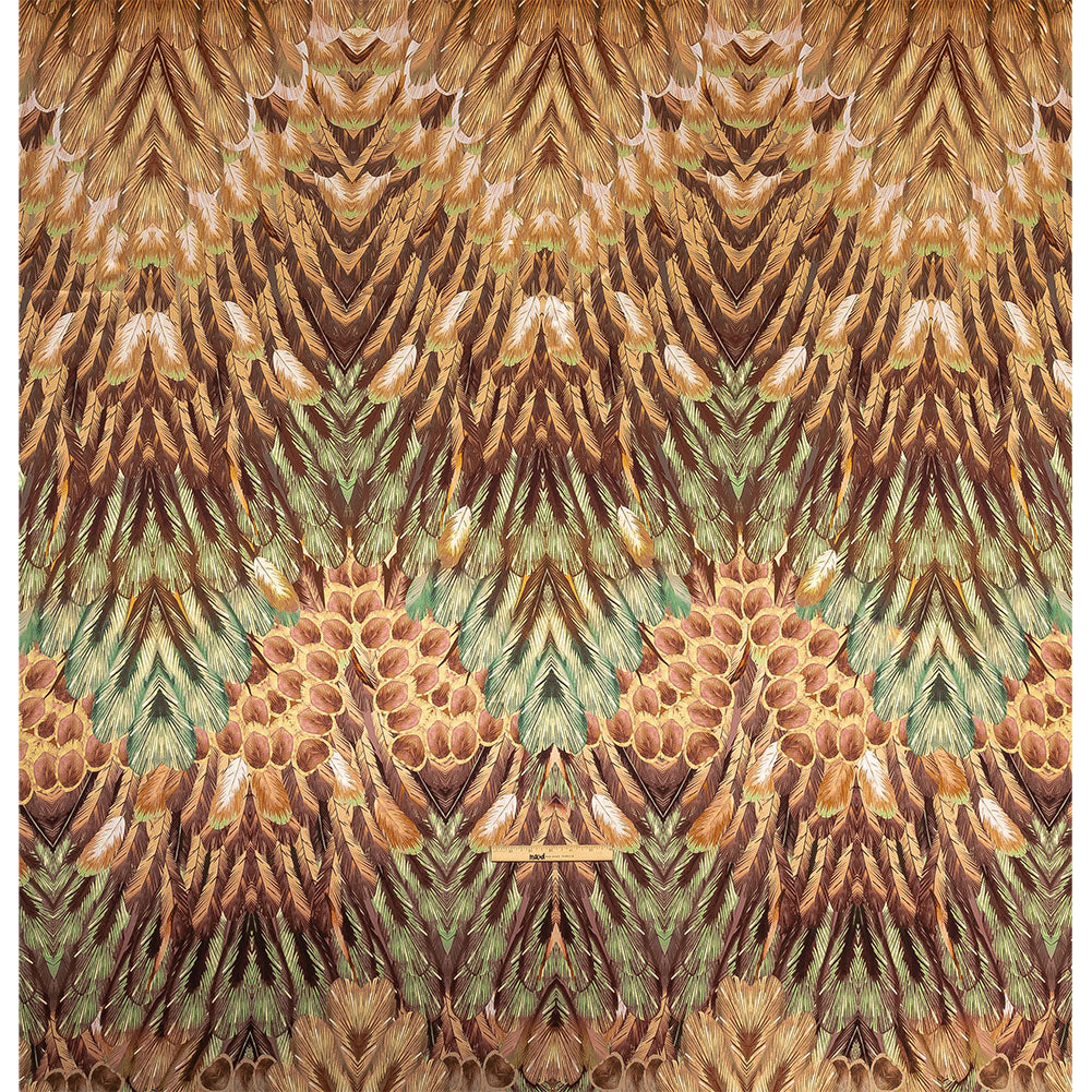 Mood Exclusive Italian Cream Blush and Sage Feathered Chevrons Silk Charmeuse Panel - Full Mood Exclusive Italian Cream Blush and Sage Feathered Chevrons Silk Charmeuse Panel - Full