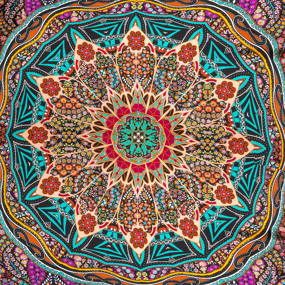 Mood Exclusive Italian Red, Green and Pink Medallion Silk Charmeuse Panel Mood Exclusive Italian Red, Green and Pink Medallion Silk Charmeuse Panel