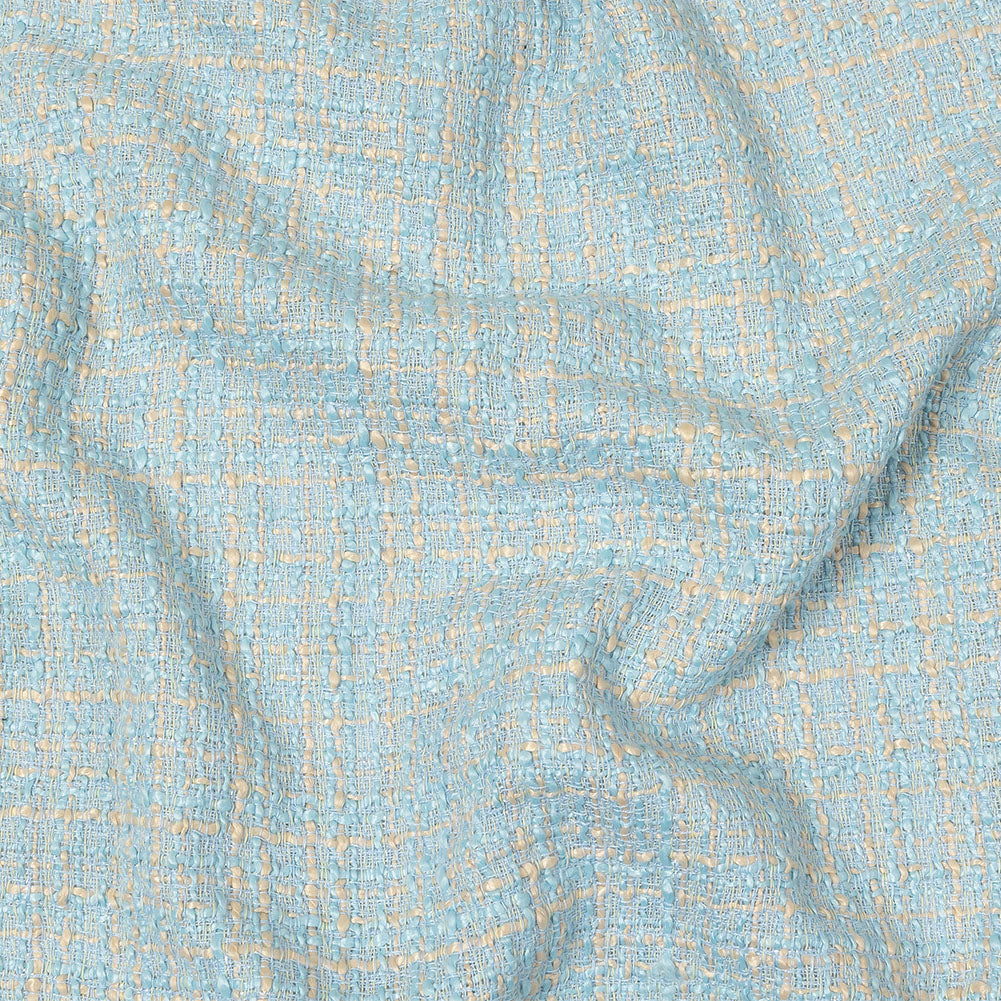 Sky Blue, Oyster White and Metallic Silver Polyester Tweed Sky Blue, Oyster White and Metallic Silver Polyester Tweed