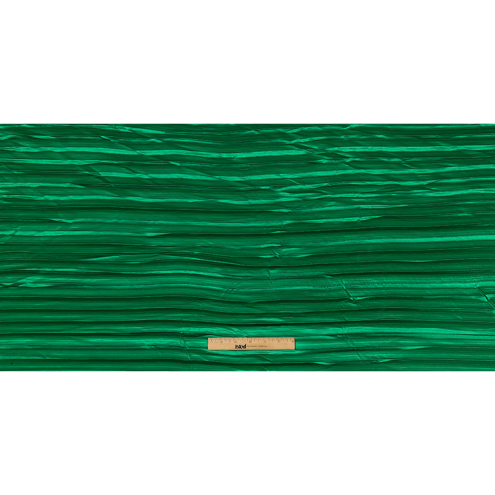 Pleated Stretch Satin - Grass Green - Andreas Collection Full Pleated Stretch Satin - Grass Green - Andreas Collection Full