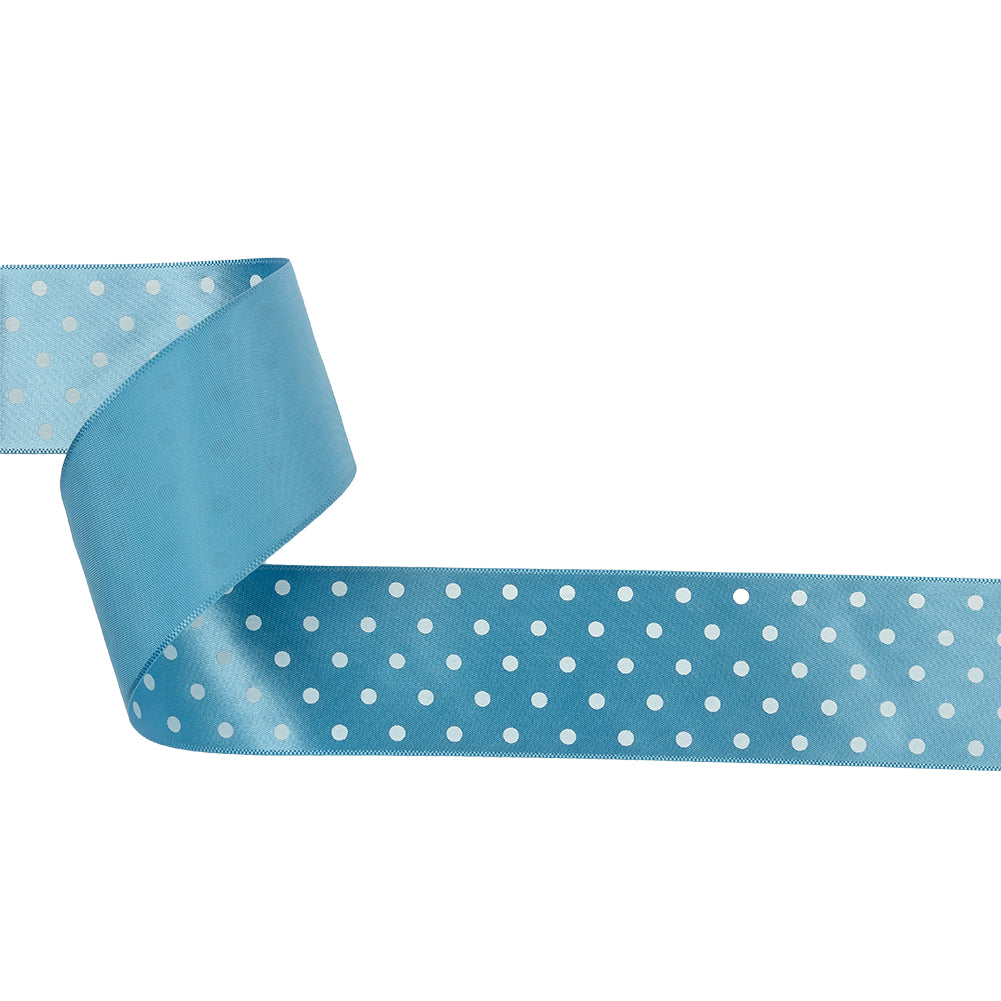 Blue and White Polka Dot Satin Ribbon - 1.5" Blue and White Polka Dot Satin Ribbon - 1.5"