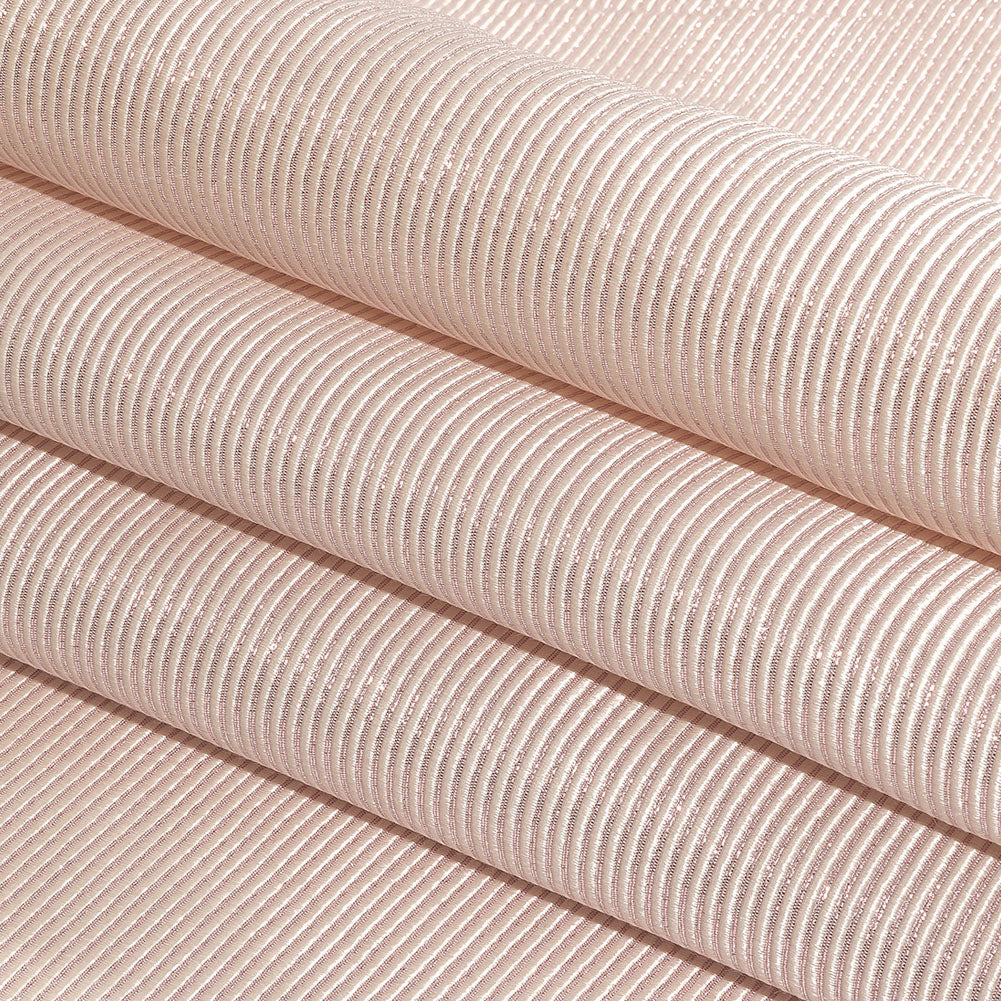 Pastel Pink Metallic Stripes Polyester Matelasse Folded Pastel Pink Metallic Stripes Polyester Matelasse Folded