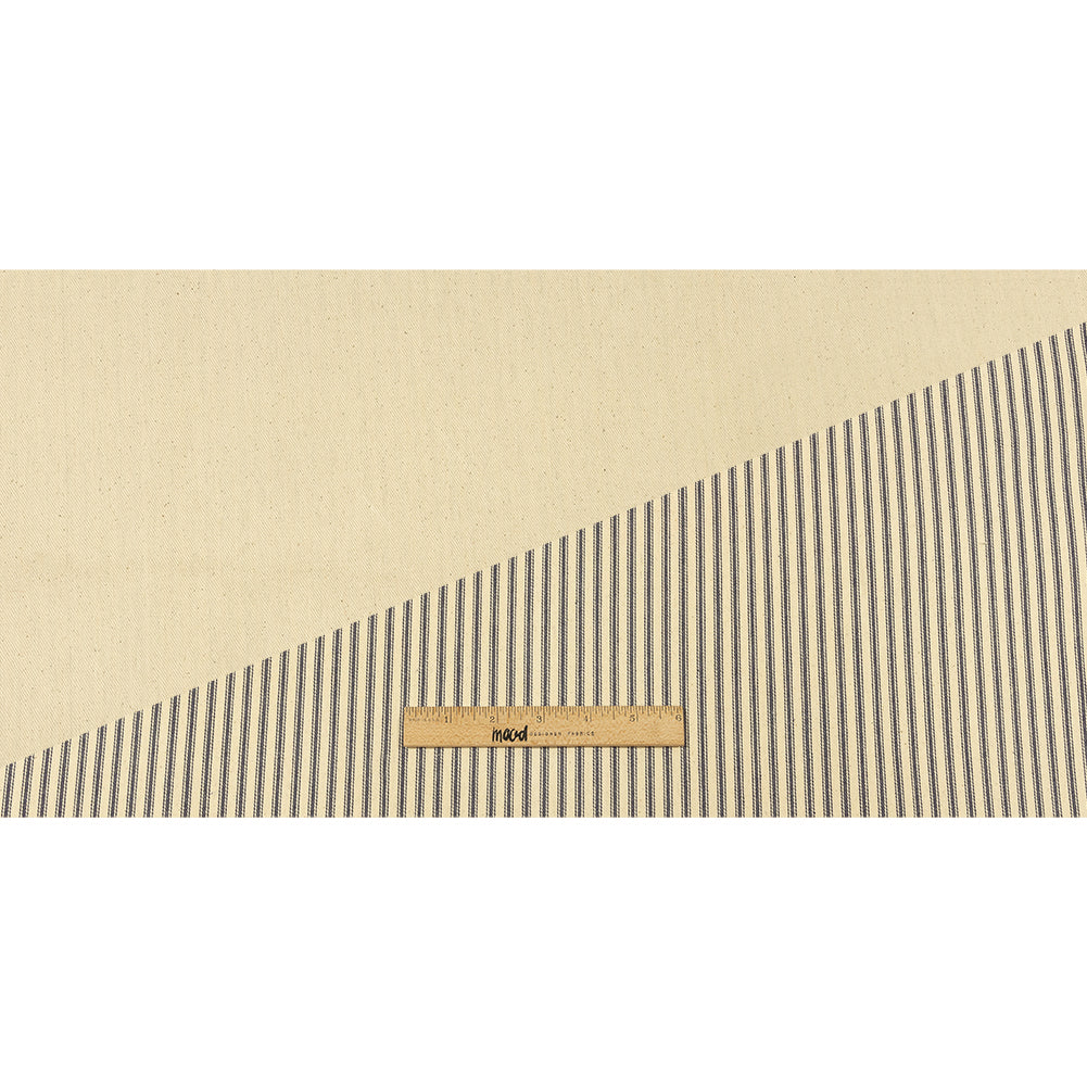 Natural and Blue Bonded Ticking Stripe Twill and Speckled Cotton Twill Full Natural and Blue Bonded Ticking Stripe Twill and Speckled Cotton Twill Full