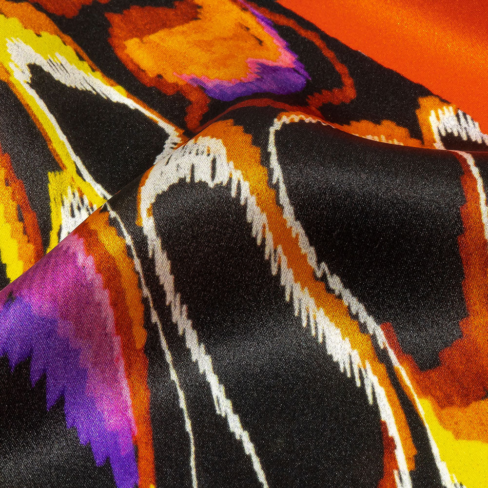 Italian Red, Blue and Yellow Butterfly Wings Silk Charmeuse Folded Italian Red, Blue and Yellow Butterfly Wings Silk Charmeuse Folded