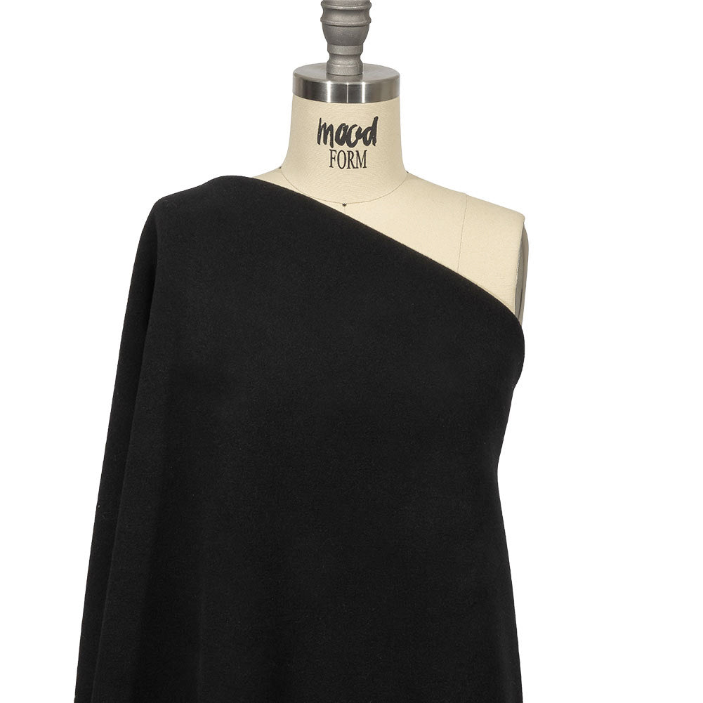Balenciaga Italian Black Brushed Wool Coating Drape Balenciaga Italian Black Brushed Wool Coating Drape