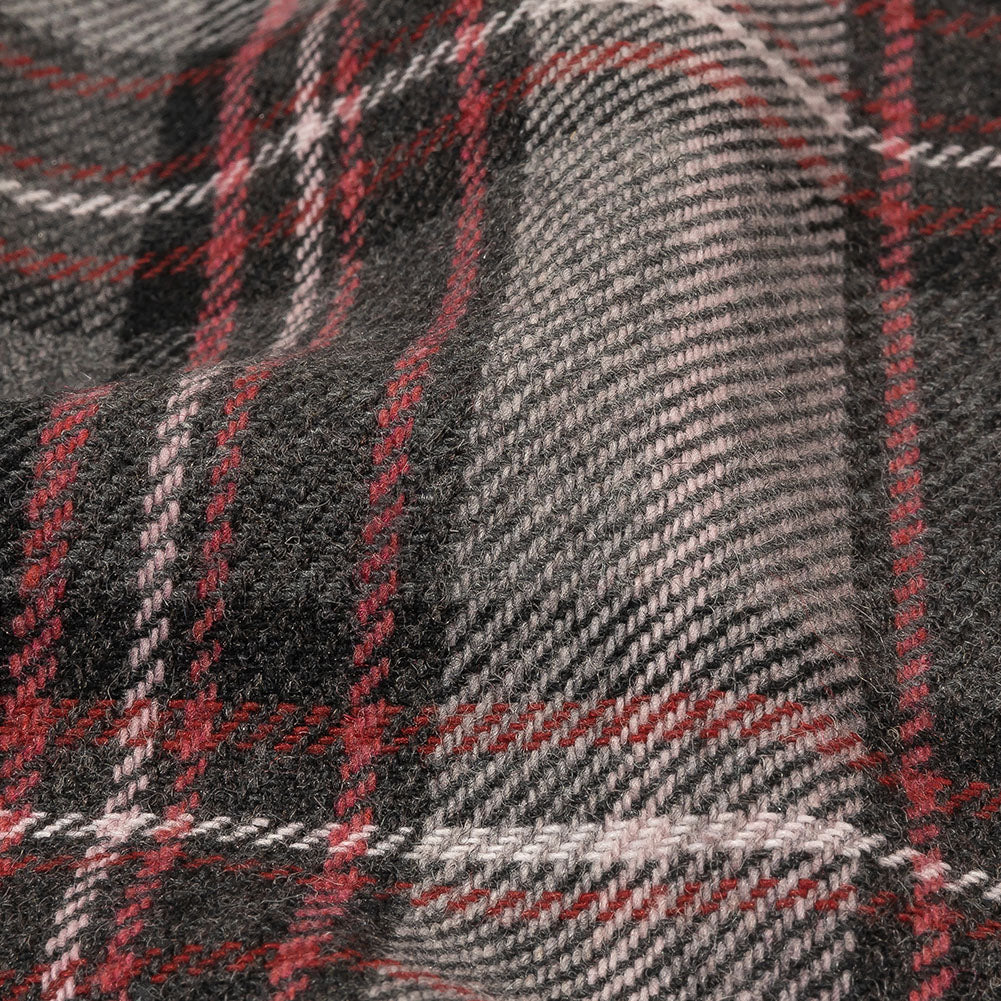 Balenciaga Italian Gray, Biking Red and Violet Ice Plaid Wool Twill Detail Balenciaga Italian Gray, Biking Red and Violet Ice Plaid Wool Twill Detail