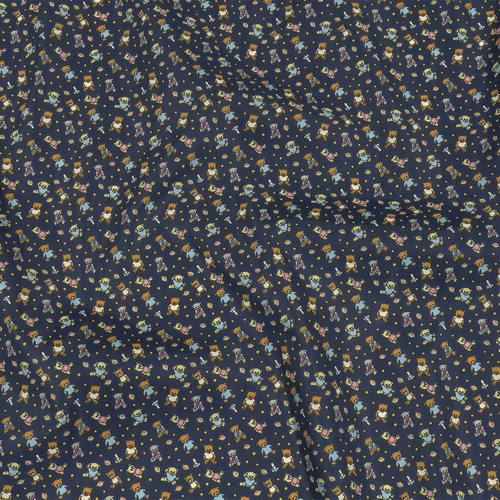 Balenciaga Italian Blue and Tan Teddy Bears in Space Lightweight Nylon Woven Balenciaga Italian Blue and Tan Teddy Bears in Space Lightweight Nylon Woven