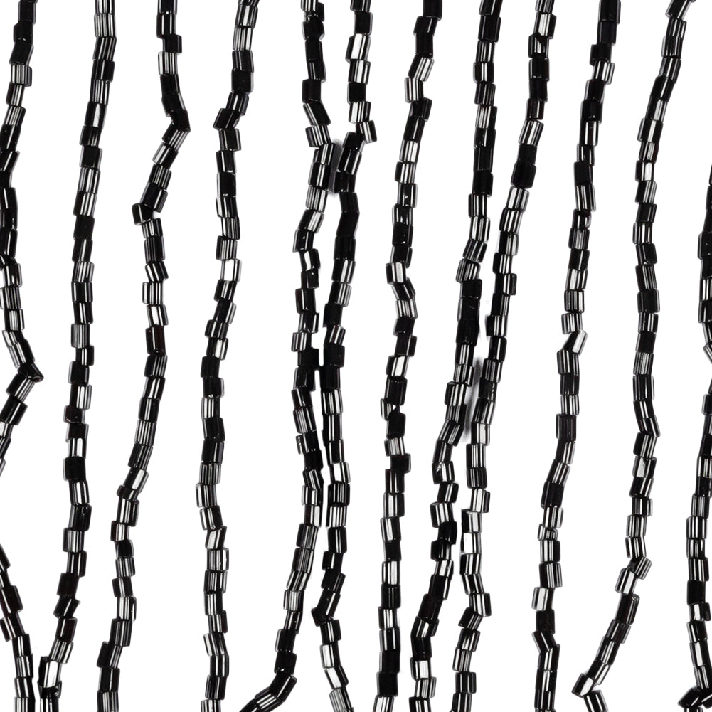 Charcoal Beaded Fringe on Braided Lip - 5" - Detail Charcoal Beaded Fringe on Braided Lip - 5" - Detail