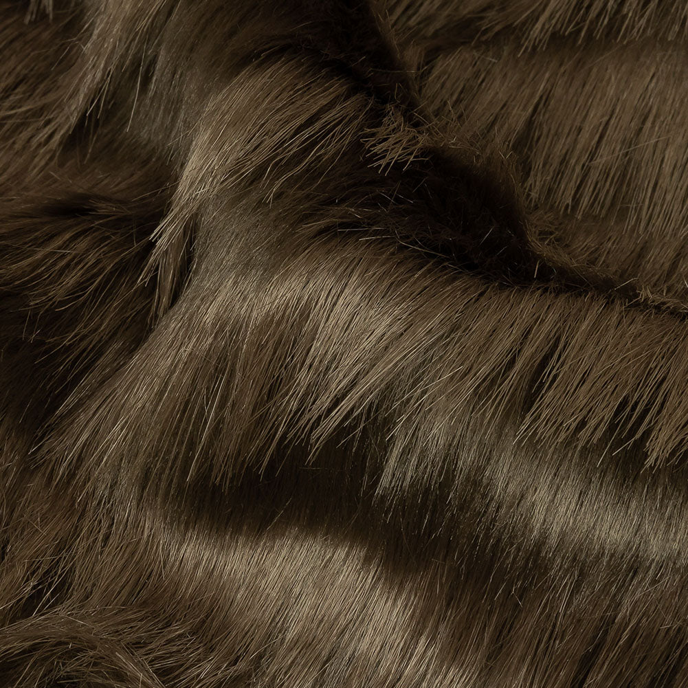 Shimmering Brown Subtle Stripe Luxury Faux Fur Detail Shimmering Brown Subtle Stripe Luxury Faux Fur Detail
