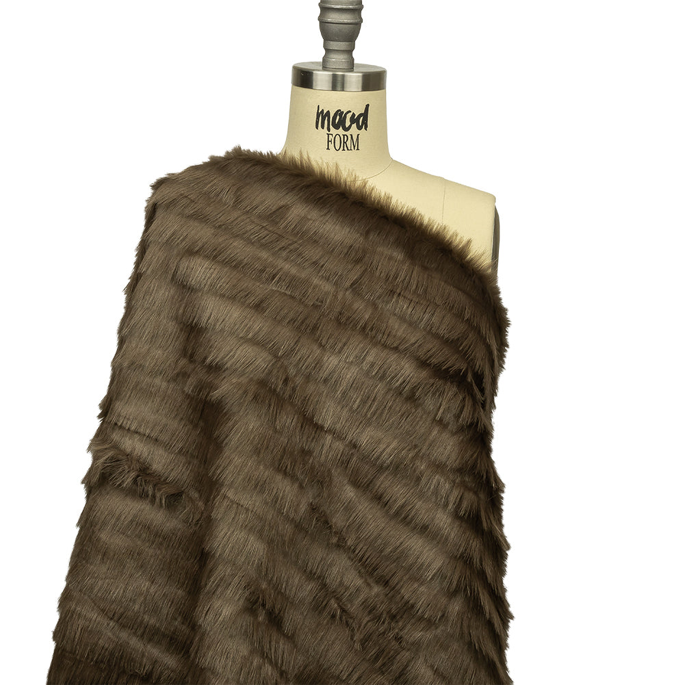 Shimmering Brown Subtle Stripe Luxury Faux Fur Drape Shimmering Brown Subtle Stripe Luxury Faux Fur Drape