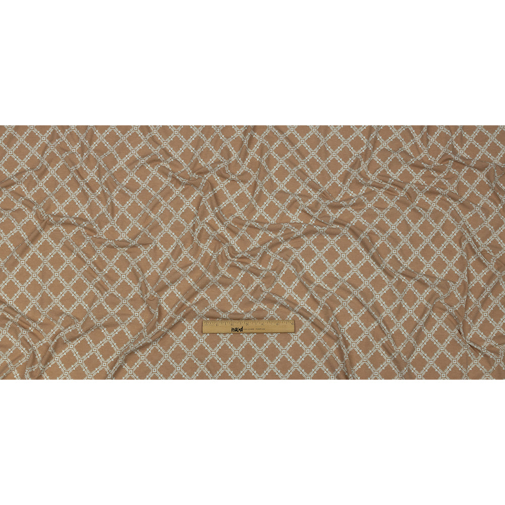 Beige and Pale Mint Decorative Lattice Polyester and Rayon Jersey Full Beige and Pale Mint Decorative Lattice Polyester and Rayon Jersey Full