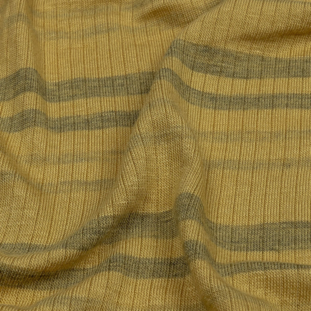 Ochre and Charcoal Striped Stretch Rayon Rib Knit - Detail - Image 2 of 6 Ochre and Charcoal Striped Stretch Rayon Rib Knit - Detail - Image 2 of 6