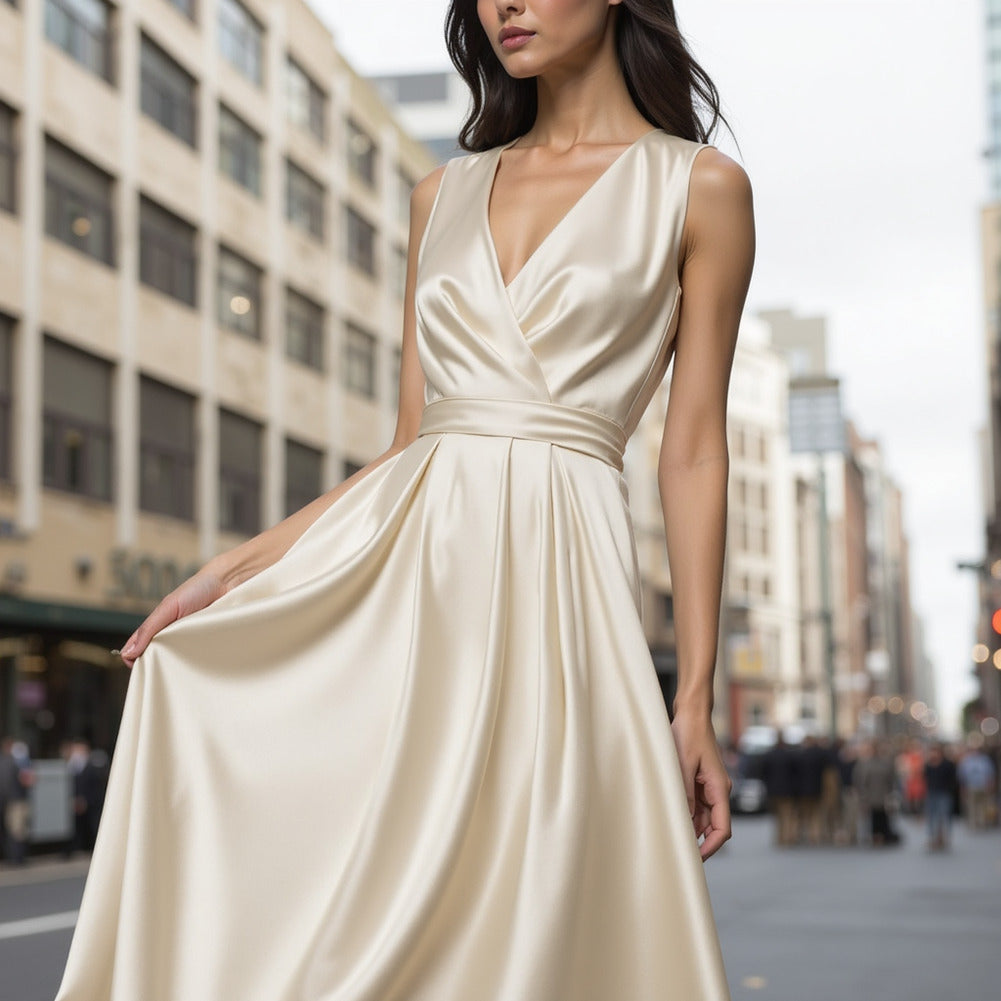 Sustainable Viscose Fluid Satin - Light Stone - Mood Exclusive Elliana Collection - Editorial Sustainable Viscose Fluid Satin - Light Stone - Mood Exclusive Elliana Collection - Editorial