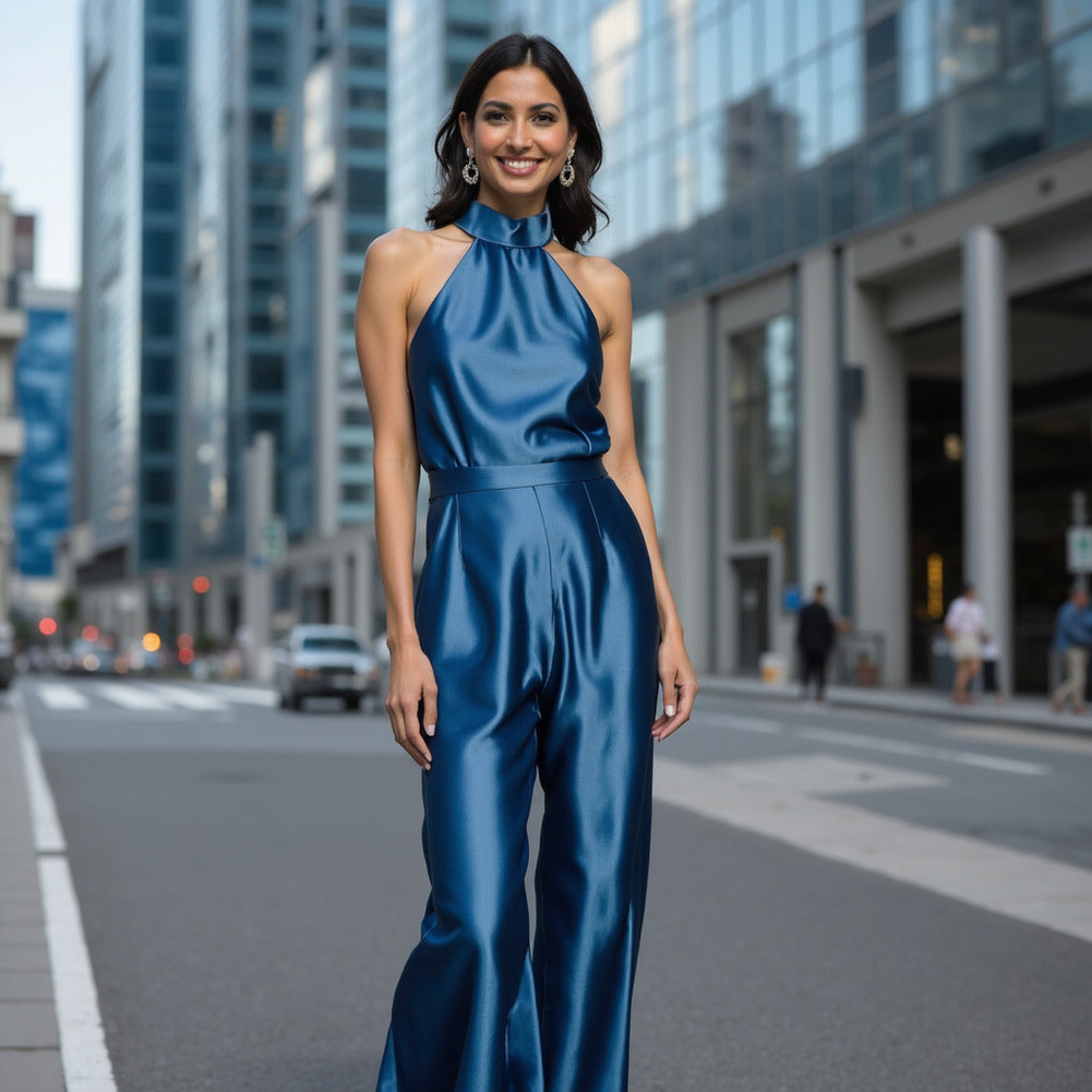 Sustainable Viscose Fluid Satin - Blue - Mood Exclusive Elliana Collection - Editorial Sustainable Viscose Fluid Satin - Blue - Mood Exclusive Elliana Collection - Editorial