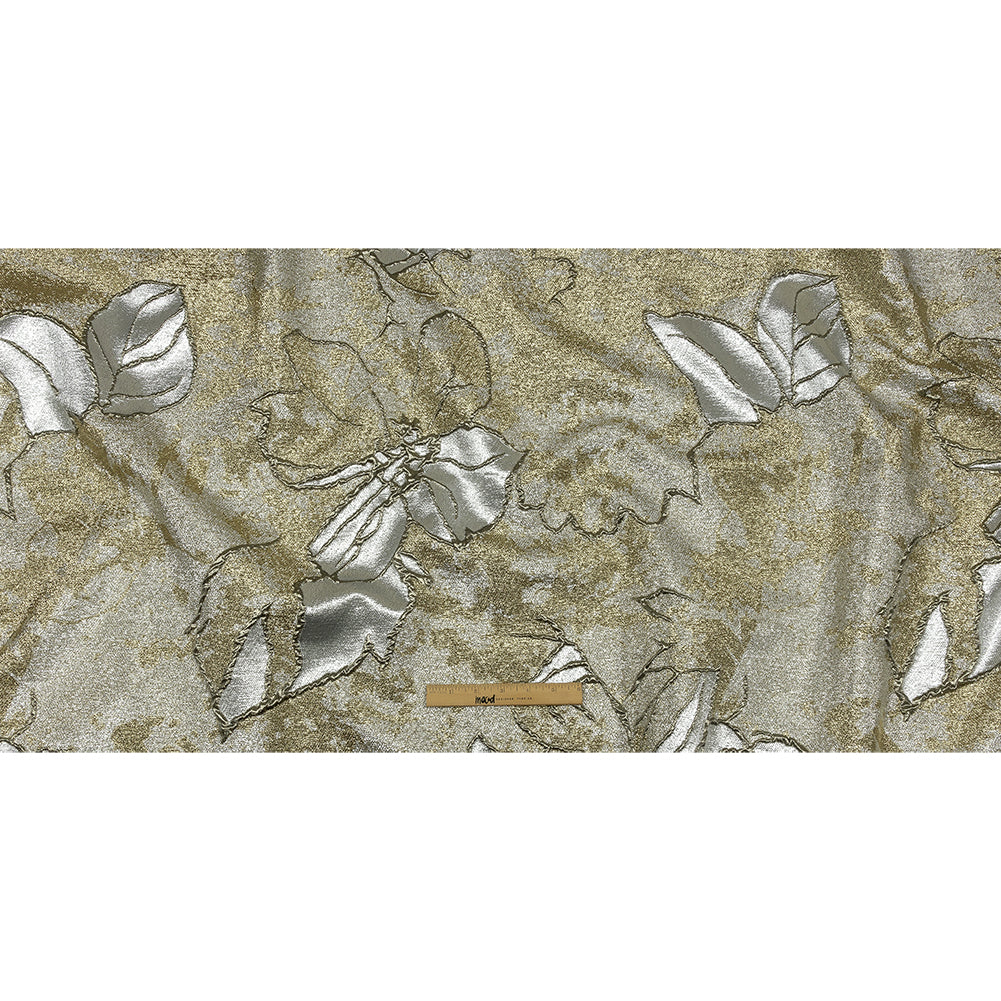 Metallic Silver and Gold Mottled Floral Luxury Brocade - Full Metallic Silver and Gold Mottled Floral Luxury Brocade - Full