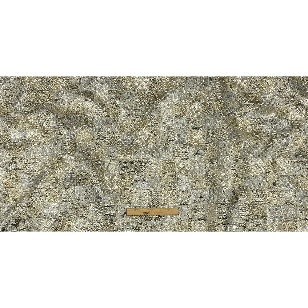 Metallic Silver Plate and GoldFinch Patchwork Luxury Brocade - Full Metallic Silver Plate and GoldFinch Patchwork Luxury Brocade - Full
