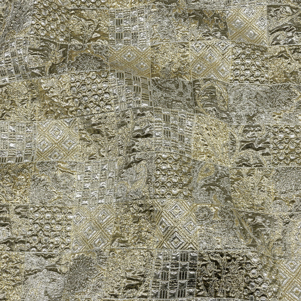 Metallic Silver Plate and GoldFinch Patchwork Luxury Brocade Metallic Silver Plate and GoldFinch Patchwork Luxury Brocade