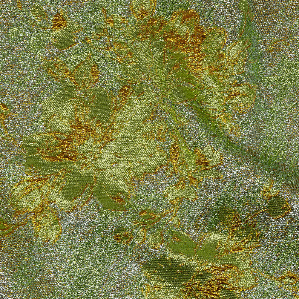 Metallic Aqua, Lime and Solar flare Crackled Floral Luxury Brocade Metallic Aqua, Lime and Solar flare Crackled Floral Luxury Brocade