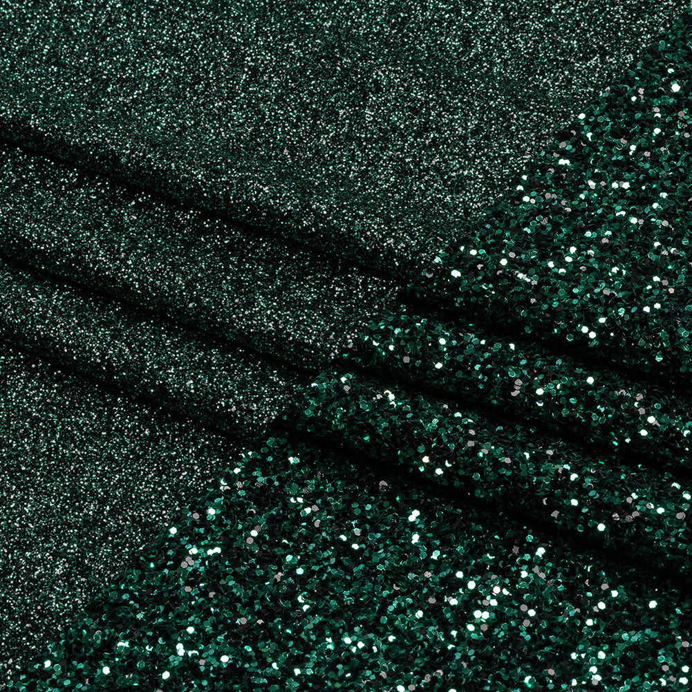 Double Faced Glitter Tulle - Dark Emerald and Black - Gala Collection - Folded Double Faced Glitter Tulle - Dark Emerald and Black - Gala Collection - Folded