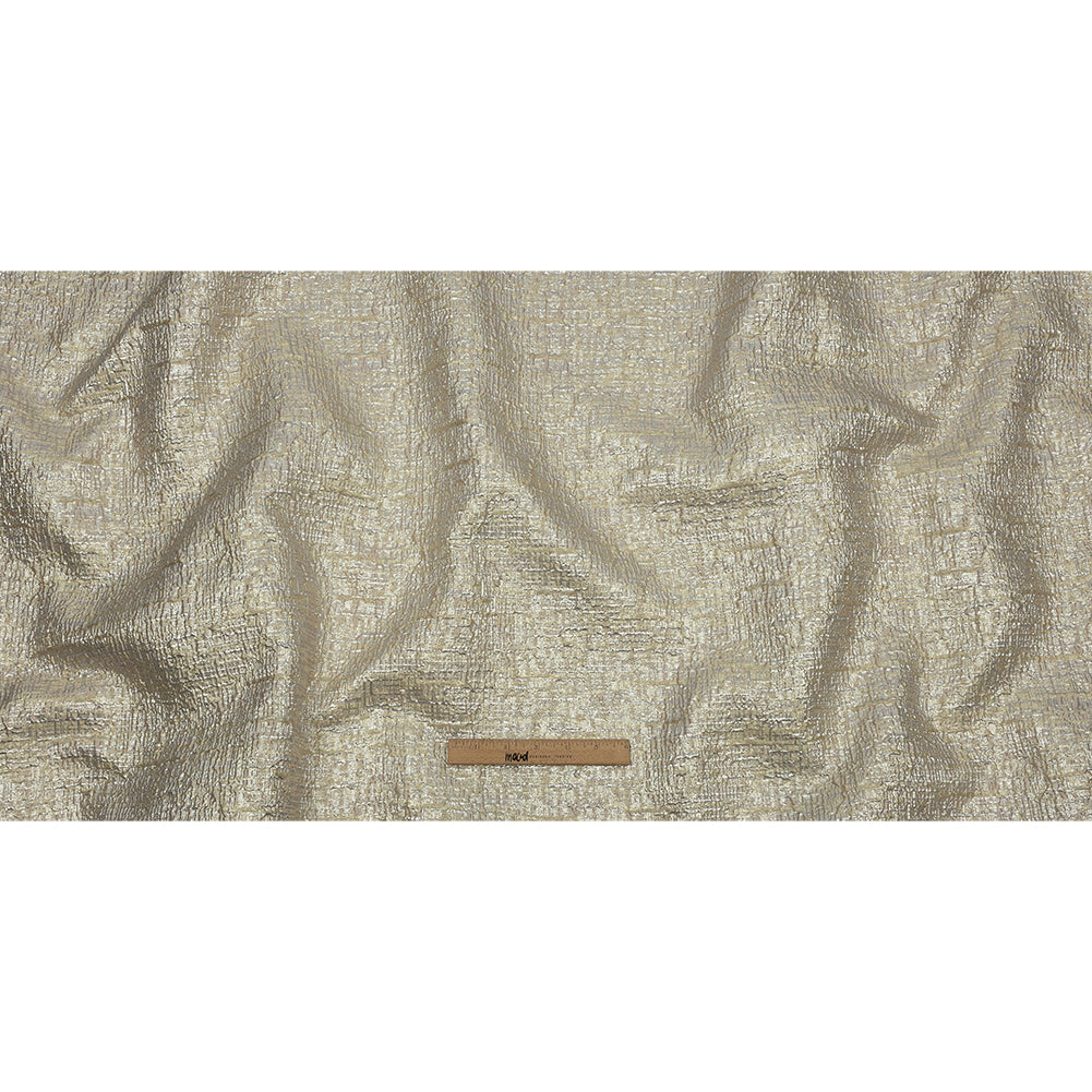 Metallic Silver, Harvest Gold and Beige Crosshatched Lines Luxury Brocade Full Metallic Silver, Harvest Gold and Beige Crosshatched Lines Luxury Brocade Full