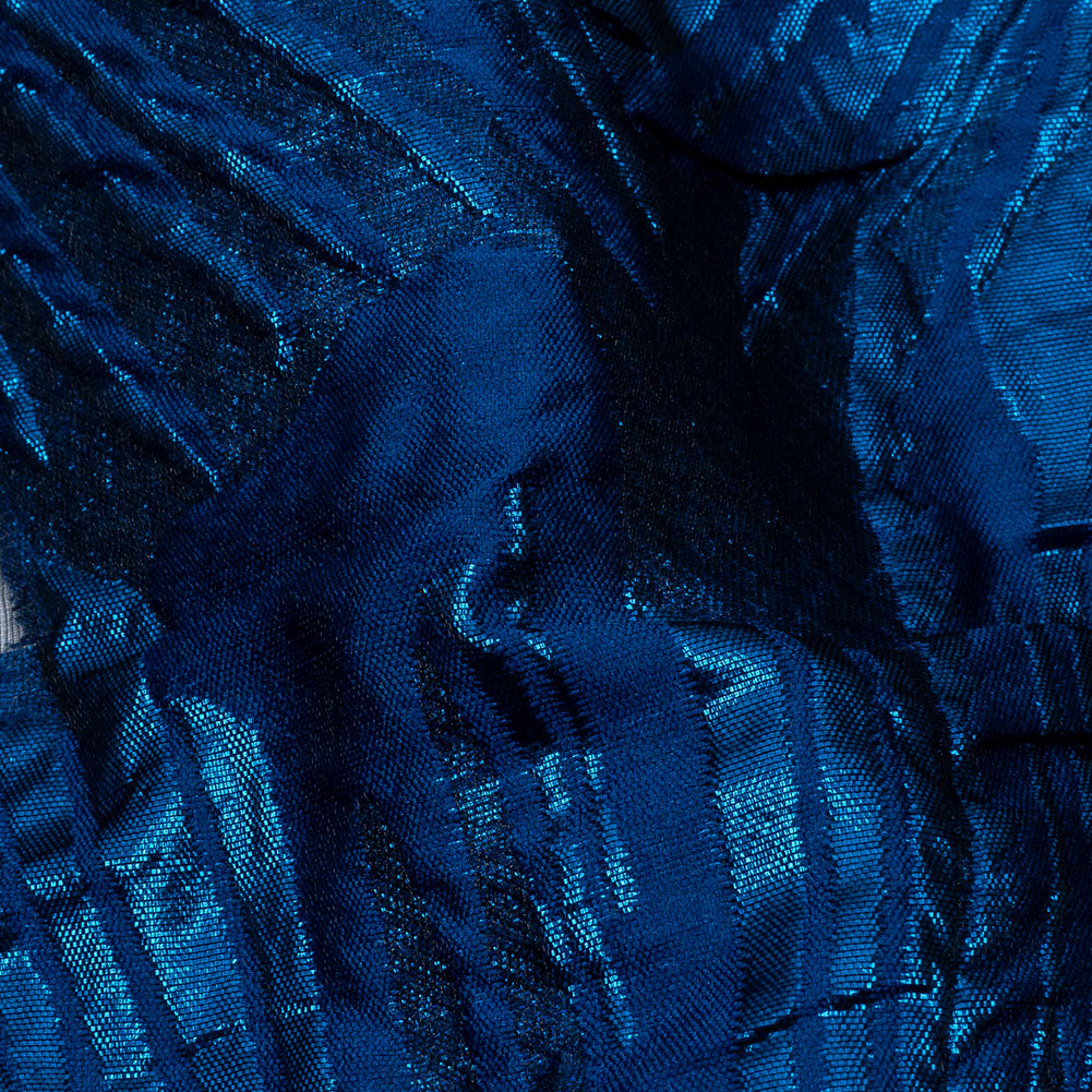 Metallic Blue Firework Flowers Luxury Burnout Brocade - Detail Metallic Blue Firework Flowers Luxury Burnout Brocade - Detail