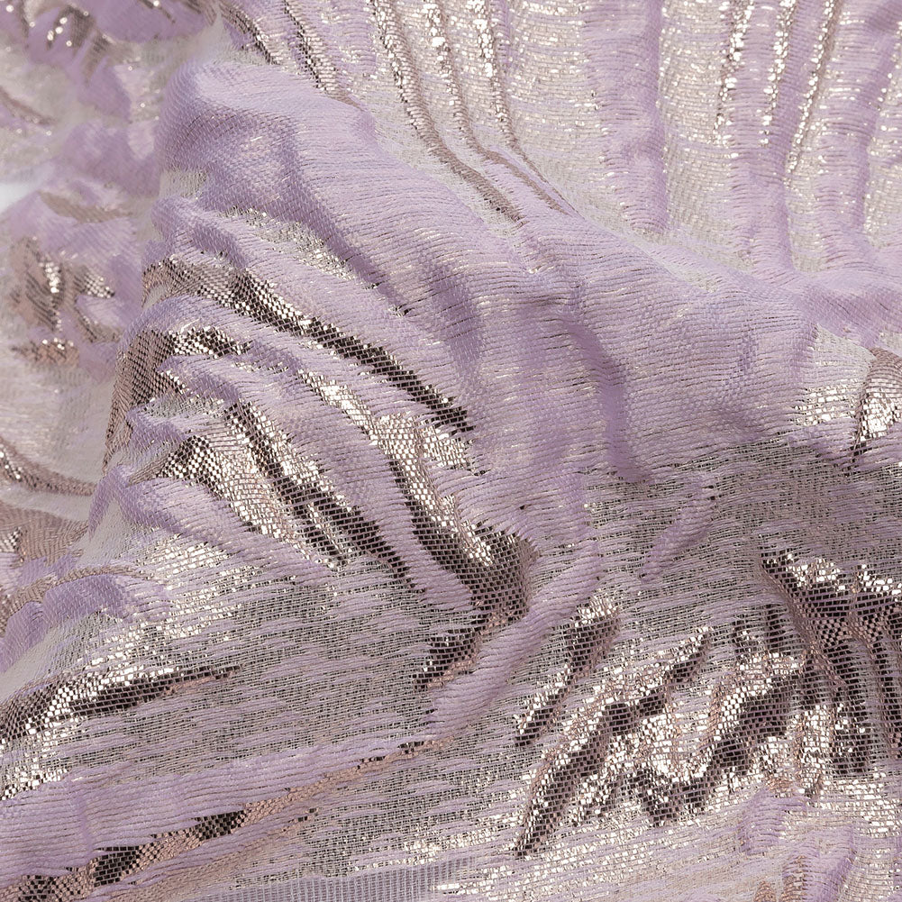 Metallic Rose Gold and Lilac Firework Flowers Luxury Burnout Brocade Detail Metallic Rose Gold and Lilac Firework Flowers Luxury Burnout Brocade Detail