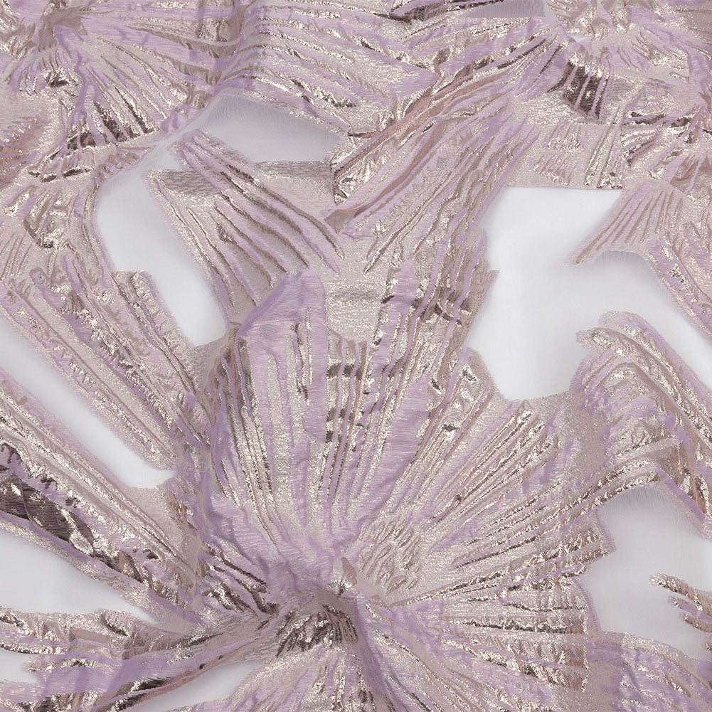 Metallic Rose Gold and Lilac Firework Flowers Luxury Burnout Brocade Metallic Rose Gold and Lilac Firework Flowers Luxury Burnout Brocade