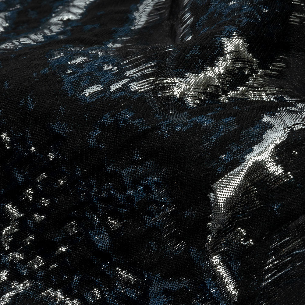 Metallic Silver and Black Abstract Luxury Burnout Brocade - Detail Metallic Silver and Black Abstract Luxury Burnout Brocade - Detail