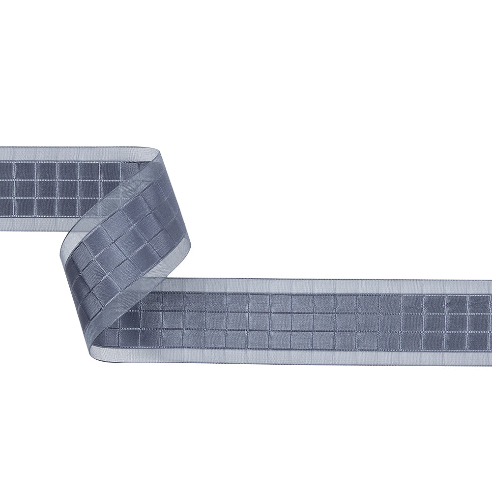 Gray Squares and Sheer Borders Ribbon - 36mm Gray Squares and Sheer Borders Ribbon - 36mm