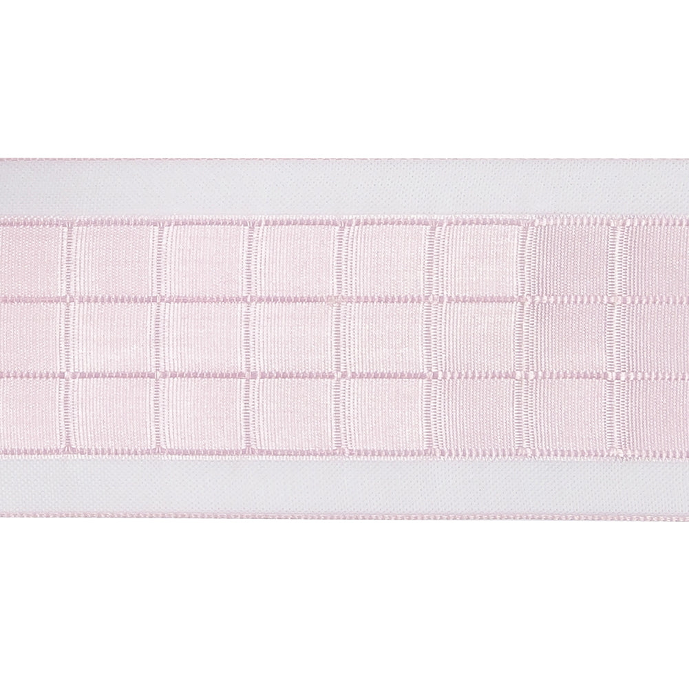 Baby Pink Squares and Sheer Borders Ribbon - 36mm Detail Baby Pink Squares and Sheer Borders Ribbon - 36mm Detail