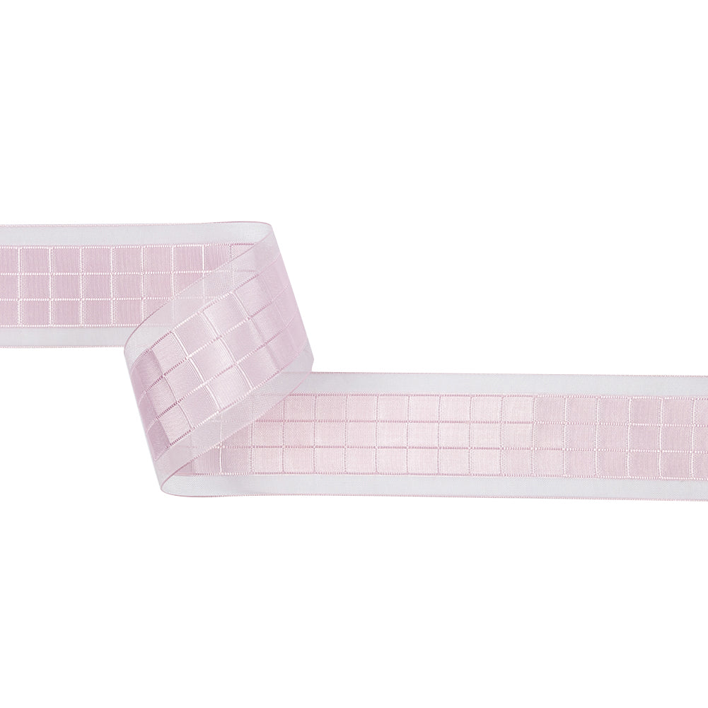 Baby Pink Squares and Sheer Borders Ribbon - 36mm Baby Pink Squares and Sheer Borders Ribbon - 36mm