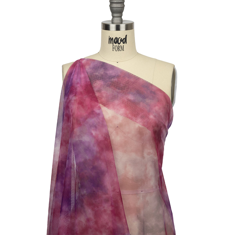 Magenta and Purple Abstract Watercolor Printed Tulle - Drape Magenta and Purple Abstract Watercolor Printed Tulle - Drape