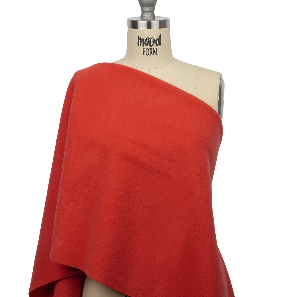 Wool and Cashmere Coating Made in Italy - Coral - Alberini Collection - Drape Wool and Cashmere Coating Made in Italy - Coral - Alberini Collection - Drape