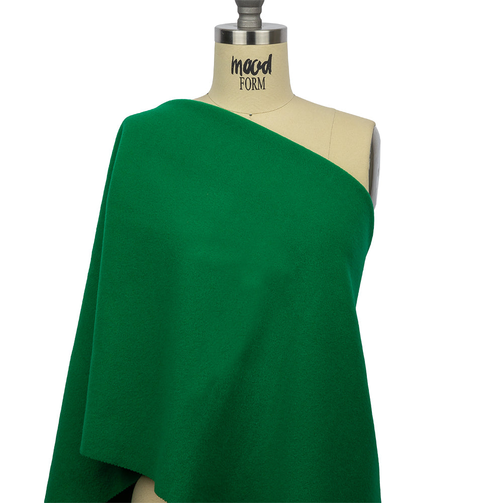 Wool and Cashmere Coating Made in Italy - Kelly Green - Alberini Collection - Drape Wool and Cashmere Coating Made in Italy - Kelly Green - Alberini Collection - Drape