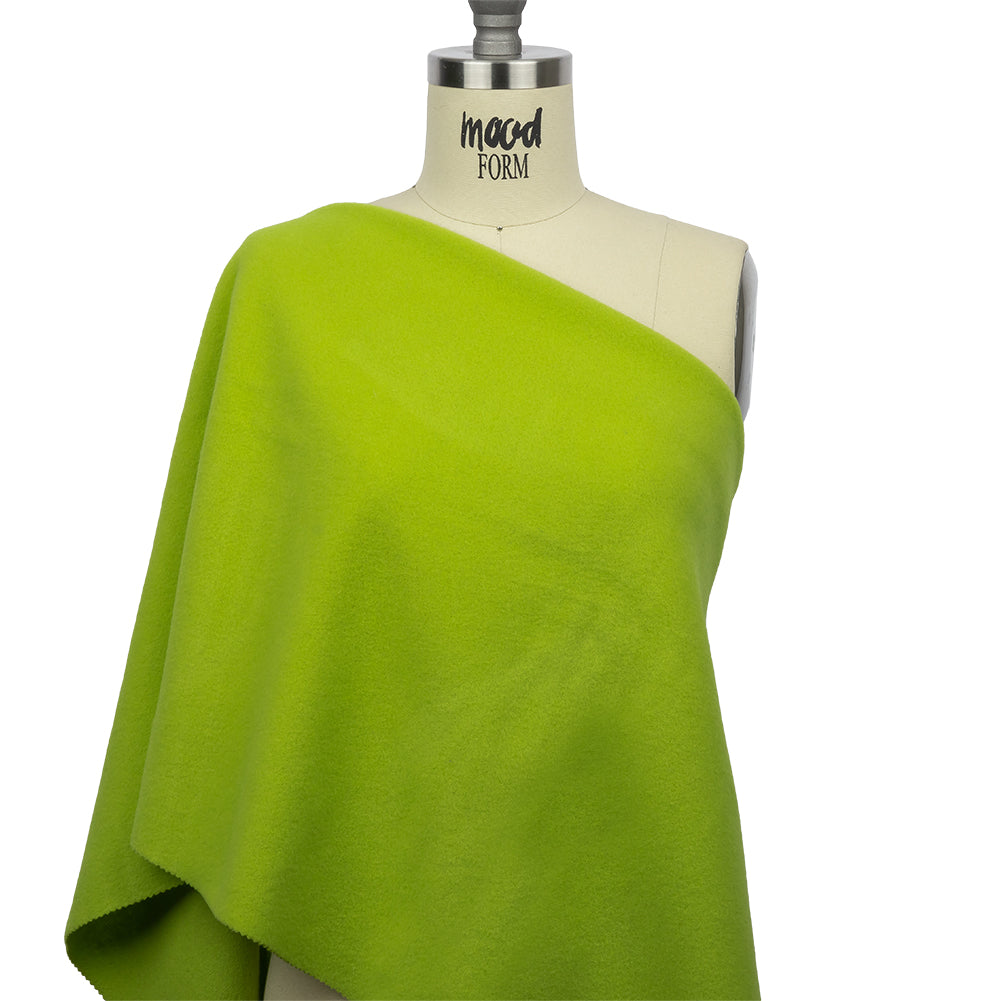 Wool and Cashmere Coating Made in Italy - Lime - Alberini Collection - Drape Wool and Cashmere Coating Made in Italy - Lime - Alberini Collection - Drape