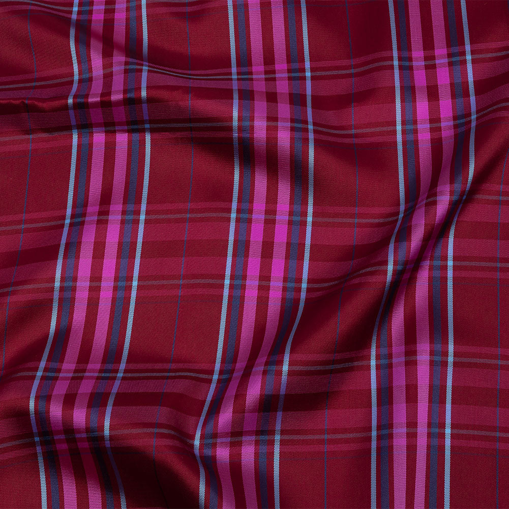 Fuchsia, Blue and Aqua Plaid Twill Lining Fuchsia, Blue and Aqua Plaid Twill Lining