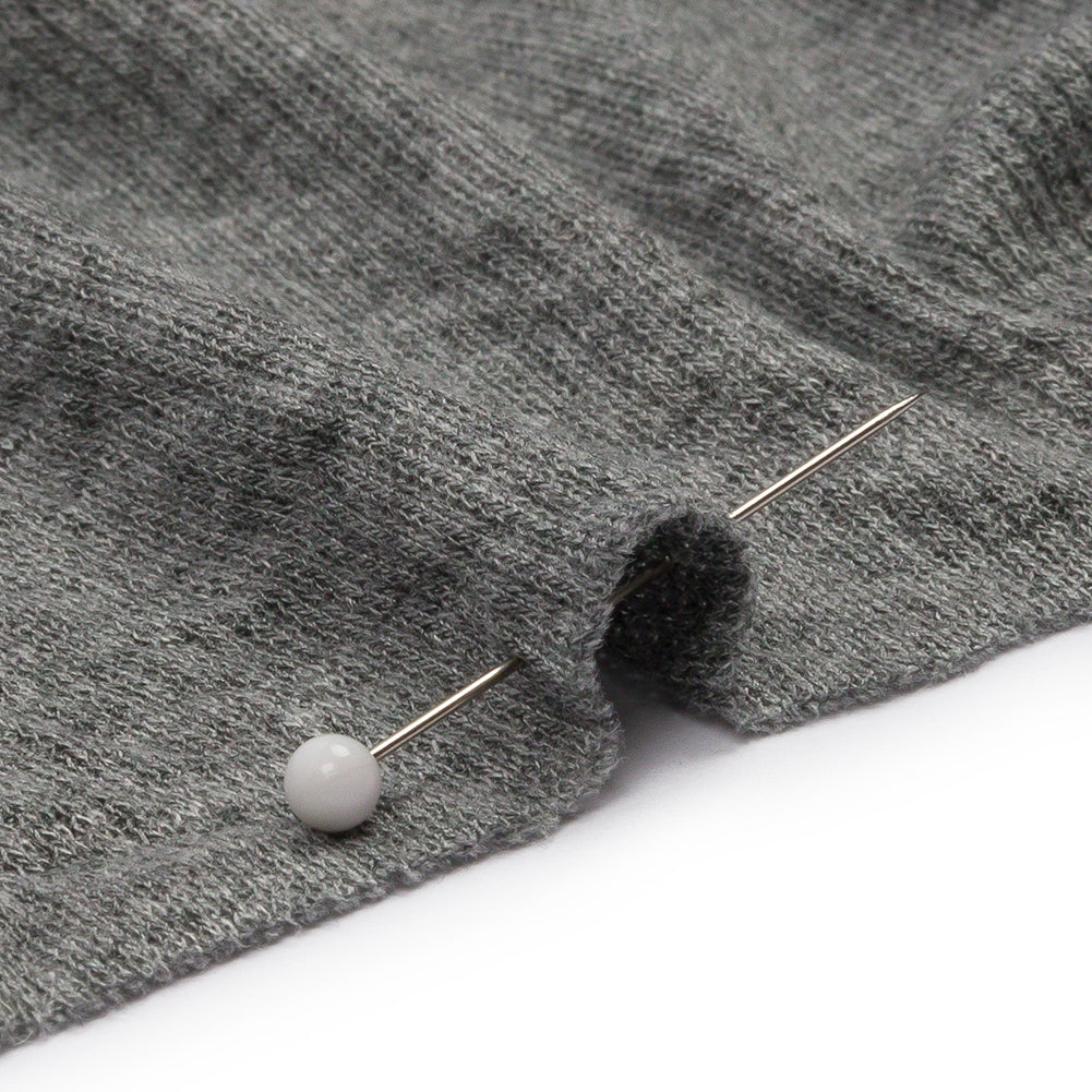 Heathered Gray Stretch Rayon 2x2 Rib Knit Detail Heathered Gray Stretch Rayon 2x2 Rib Knit Detail