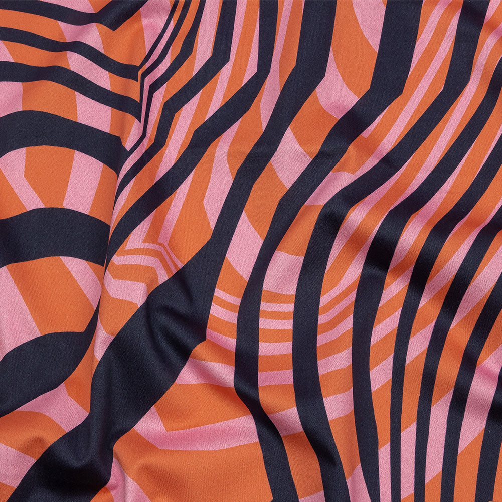 Stretch Cotton Sateen - Pink Abstract Lines - Soundwave Strut Print - Mood Exclusive Groove Collection Stretch Cotton Sateen - Pink Abstract Lines - Soundwave Strut Print - Mood Exclusive Groove Collection