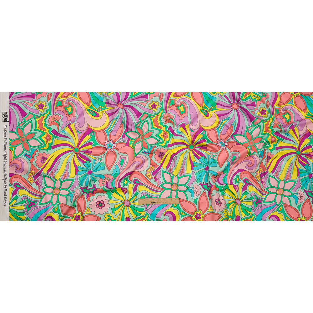 Stretch Cotton Sateen - Blue and Purple Floral - Holy Grail Print - Mood Exclusive Groove Collection - Full Stretch Cotton Sateen - Blue and Purple Floral - Holy Grail Print - Mood Exclusive Groove Collection - Full