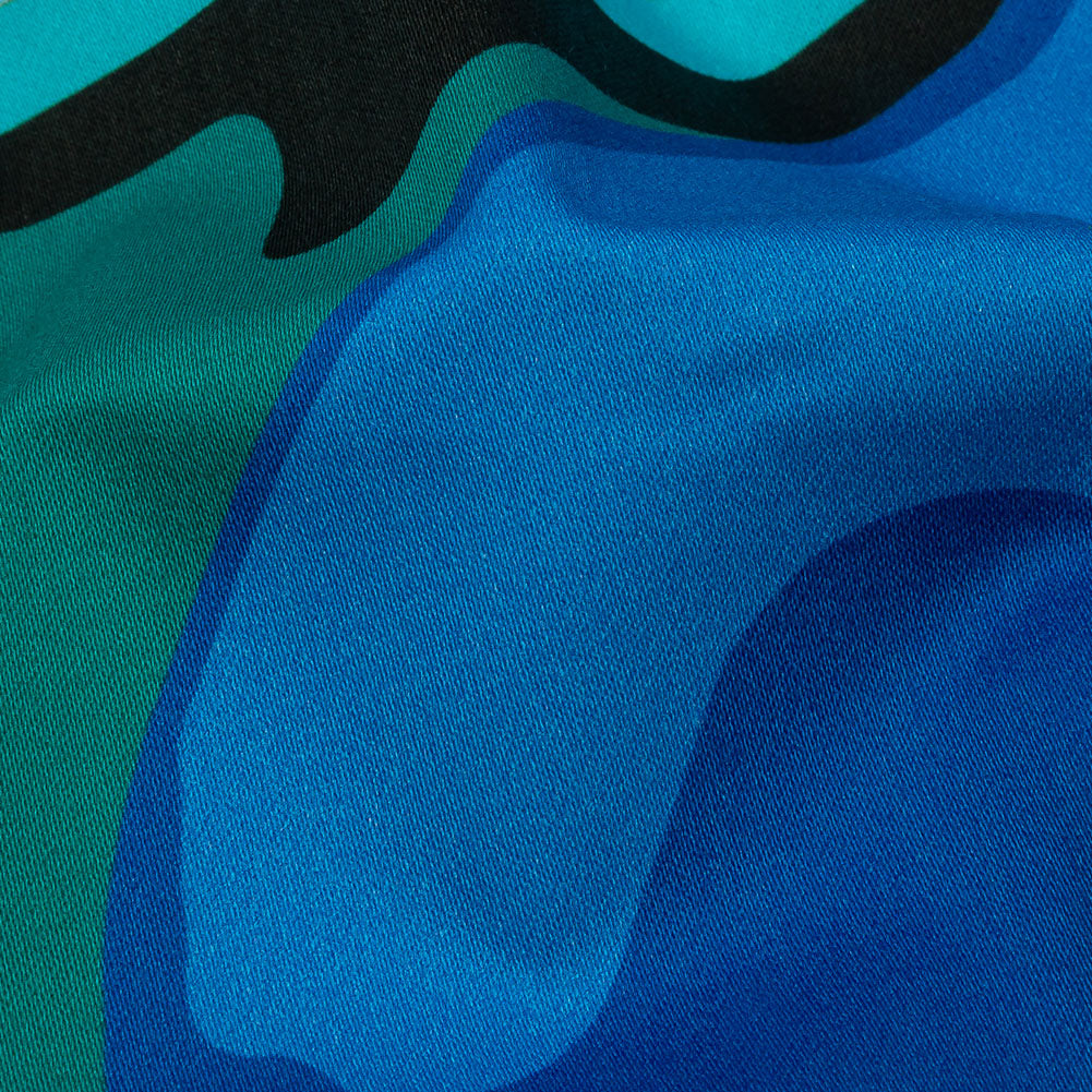 Stretch Cotton Sateen - Blue Abstract - Seen and Unseen Print - Mood Exclusive Groove Collection - Detail Stretch Cotton Sateen - Blue Abstract - Seen and Unseen Print - Mood Exclusive Groove Collection - Detail
