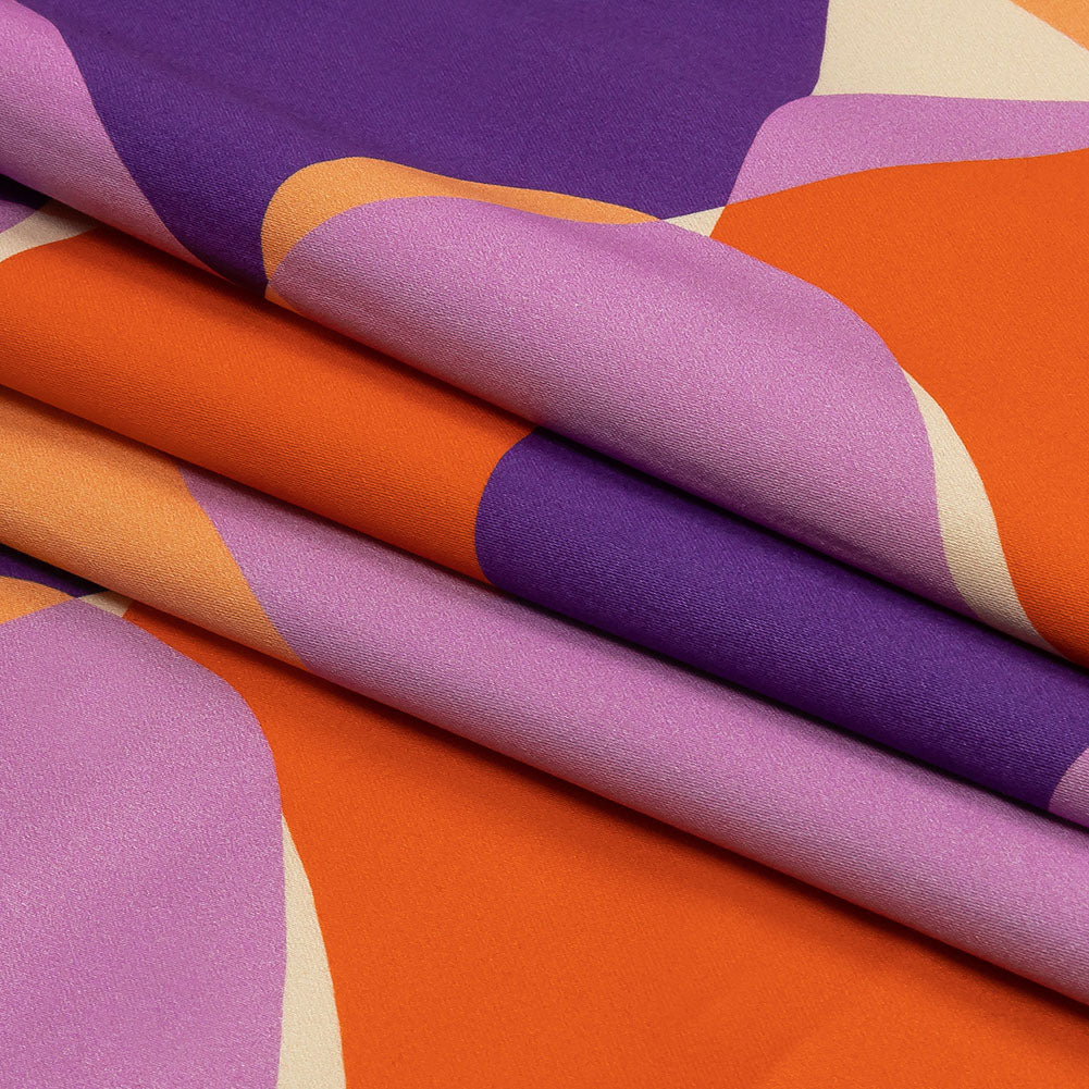 Stretch Cotton Sateen - Purple and Orange Geometric - Gemstone Jubilee Print - Mood Exclusive Groove Collection - Folded Stretch Cotton Sateen - Purple and Orange Geometric - Gemstone Jubilee Print - Mood Exclusive Groove Collection - Folded