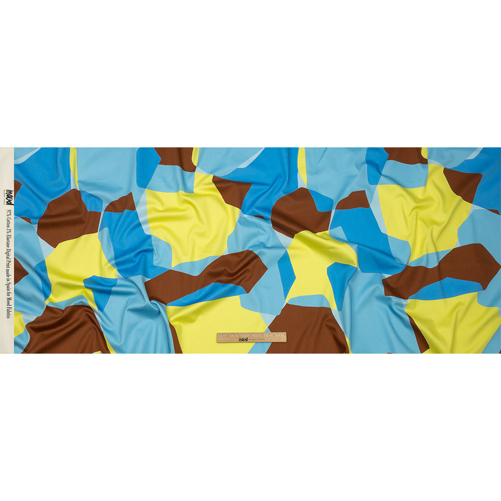 Stretch Cotton Sateen - Blue and Yellow Geometric - Gemstone Jubilee Print - Mood Exclusive Groove Collection - Full Stretch Cotton Sateen - Blue and Yellow Geometric - Gemstone Jubilee Print - Mood Exclusive Groove Collection - Full