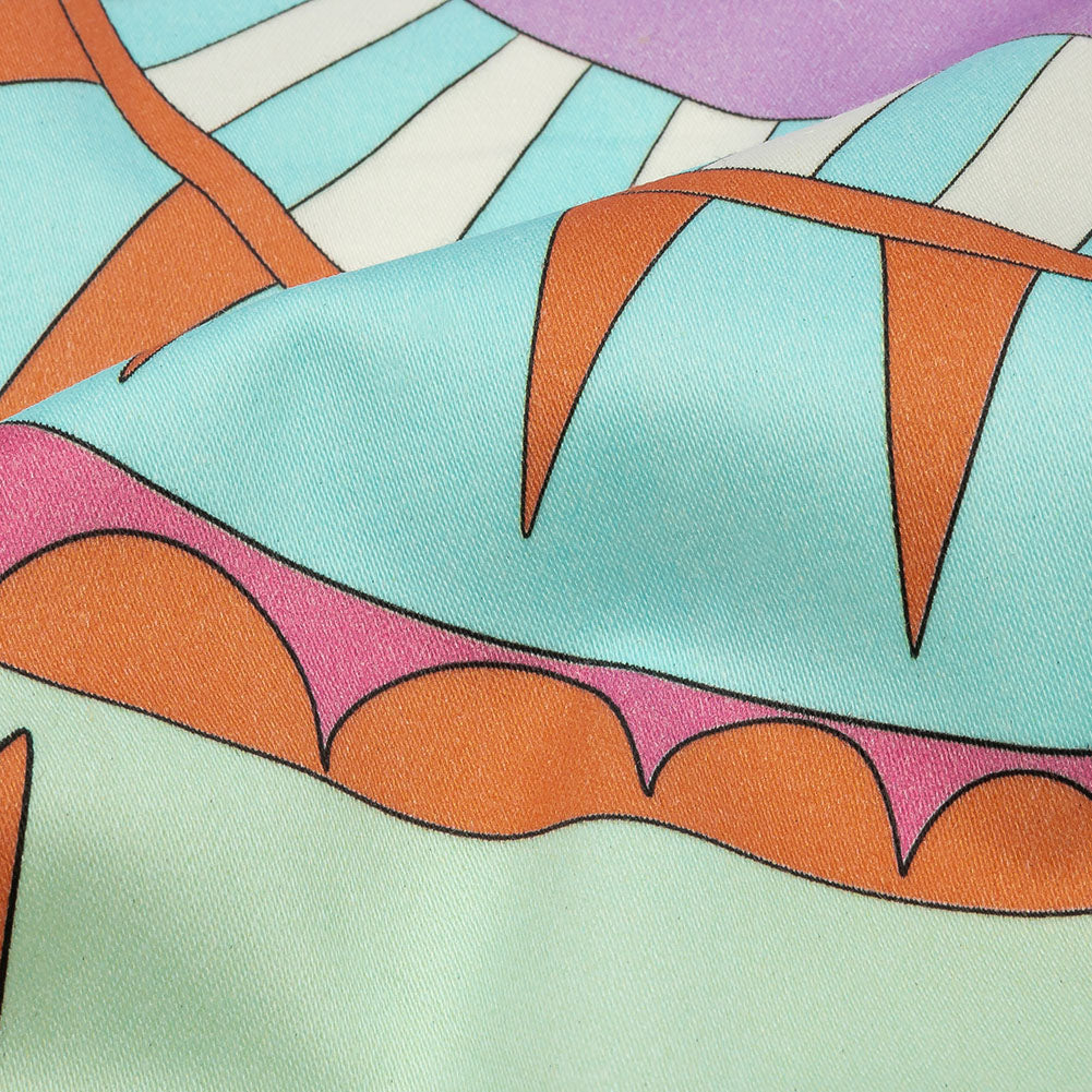 Stretch Cotton Sateen - Blue and Mint Abstract - Festival Daydreams Print - Mood Exclusive Groove Collection - Detail Stretch Cotton Sateen - Blue and Mint Abstract - Festival Daydreams Print - Mood Exclusive Groove Collection - Detail