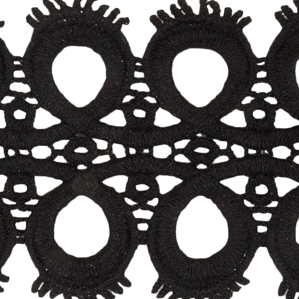 Black Circles and Loop de Loops Lace Trim - 3" Detail Black Circles and Loop de Loops Lace Trim - 3" Detail