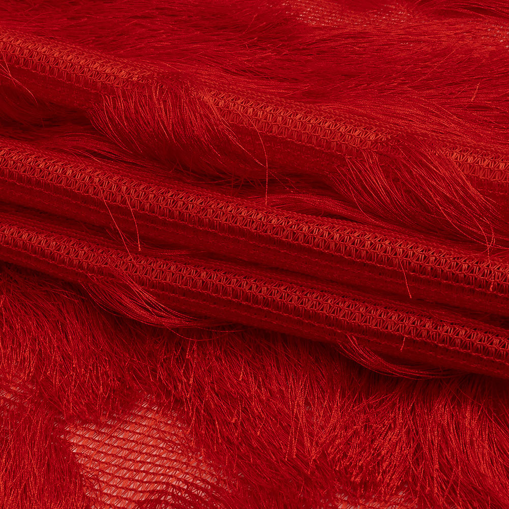 Tango Red Zig Zag Fringe Mesh - Folded Tango Red Zig Zag Fringe Mesh - Folded