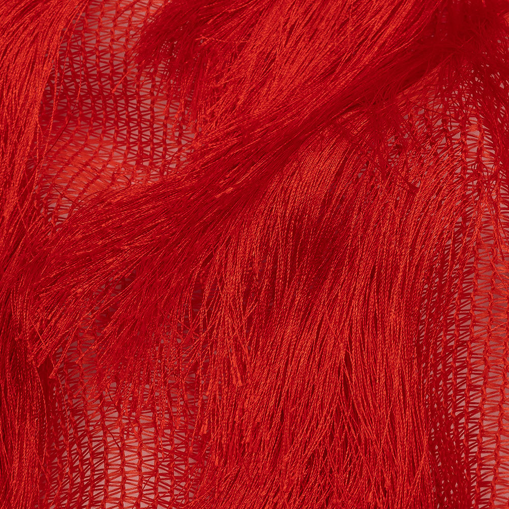Tango Red Zig Zag Fringe Mesh - Detail Tango Red Zig Zag Fringe Mesh - Detail