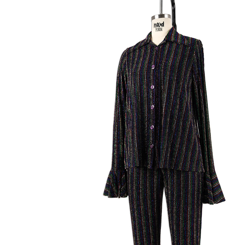 Black and Rainbow Striped Stretch Nylon Knit - Blog Black and Rainbow Striped Stretch Nylon Knit - Blog